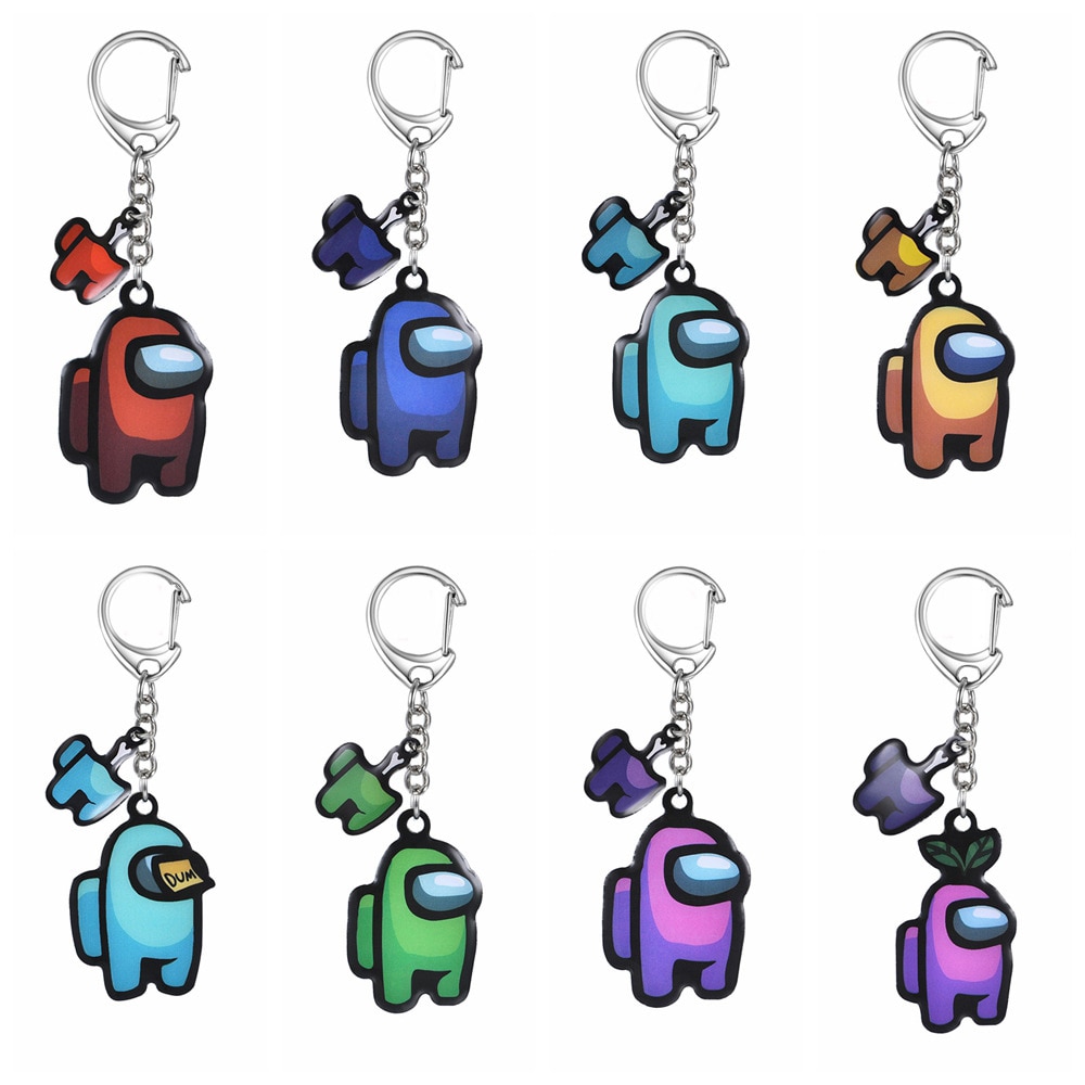 New Anime Games Keychain Stainless Steel Game Toy Peripherals Key Chain For Women Men Bag Pendant - Among Us Plush